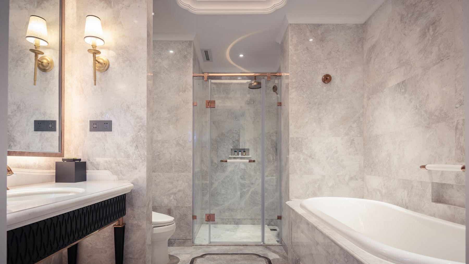 A bright, beautifully finished modern bathroom