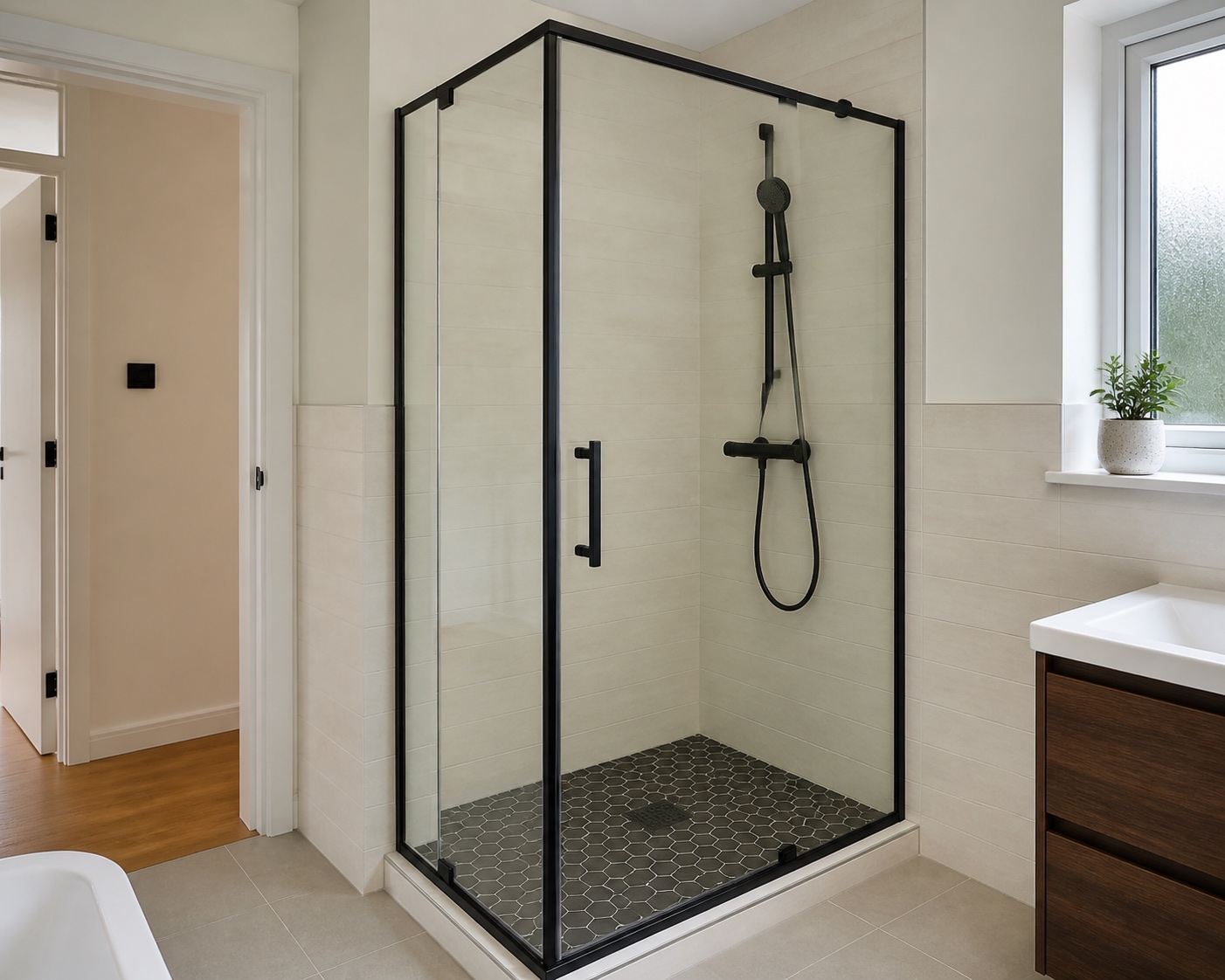 Framed corner enclosure
